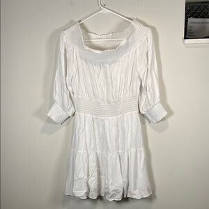 Gianni Bini White Off shoulders Sundress with Cuffed 3/4 Sleeves